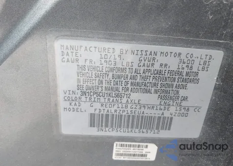 2019 Nissan Kicks S from USA, damaged, VIN 3N1CP5CU1KL565712